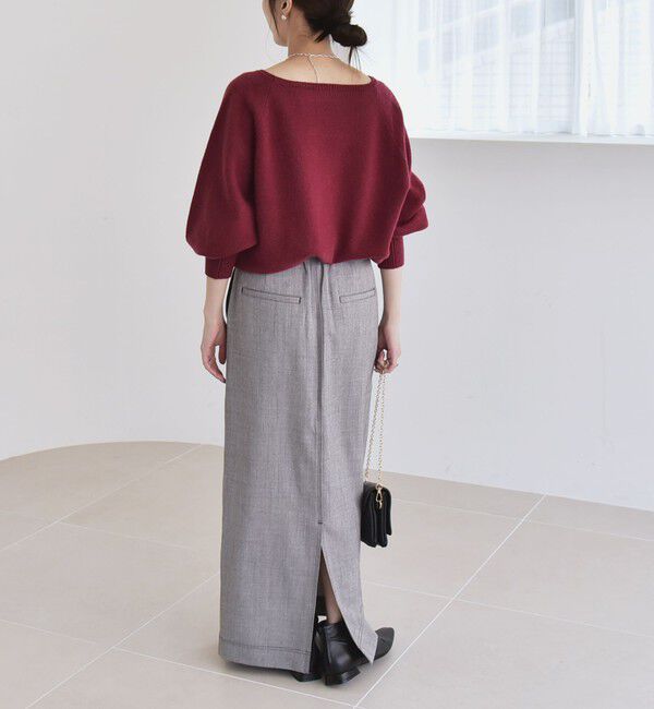 quaranciel「quaranciel:〈手洗い可能〉AQUA カシミヤ ミックス ボートネック ロングリブ パフ ニット」|ニット・セーター|