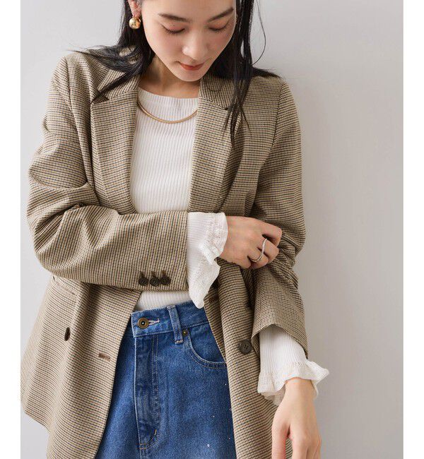 VIS「【美easy】ウーリッシュダブルブレストテーラードジャケット【セットアップ対応/洗える】」|テーラードジャケット|