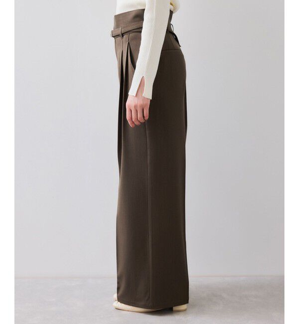 VIS「ベルトディテールタックワイドパンツ/イージーケア」|チノ|