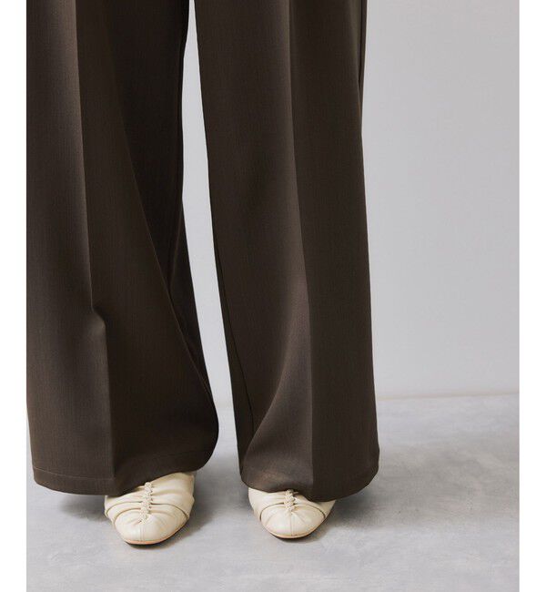 VIS「ベルトディテールタックワイドパンツ/イージーケア」|チノ|