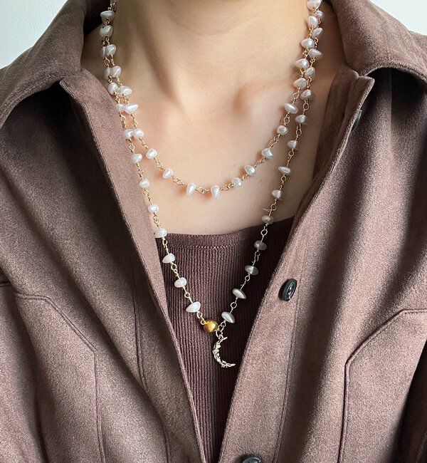  「【インフルエンサーOKOCHI企画】月モチーフランダムパールネックレス」|ネックレス|ゴールド