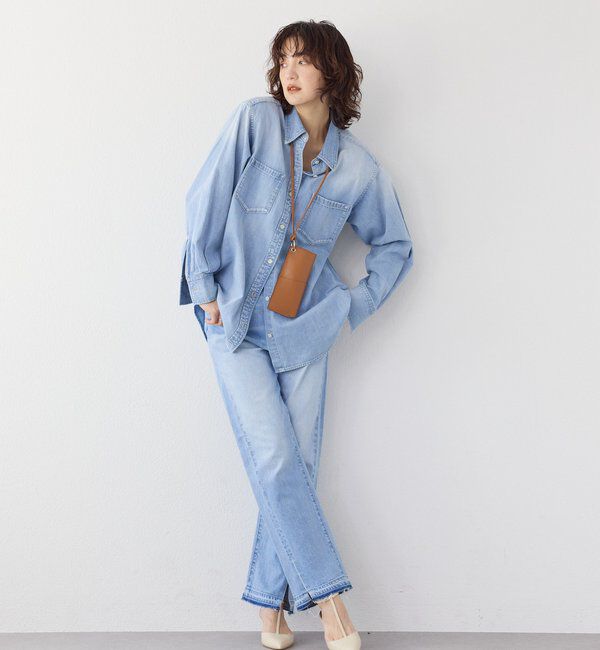  「【RIMH（リムエイチ）】ショルダーパッドロングシャツ」|シャツ・ブラウス|