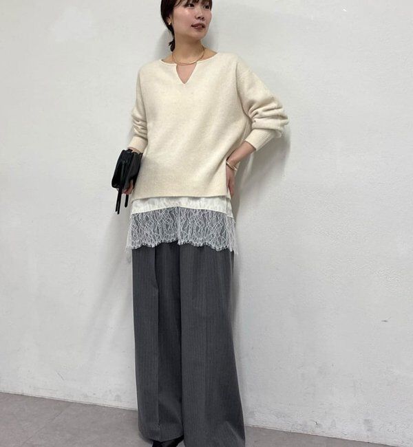  「【デコルテ美人ニット】ファーウールキーネックニット」|ニット・セーター|