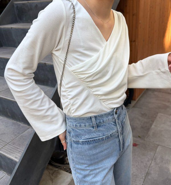  「ドレープアシメネックTシャツ」|Tシャツ・カットソー|