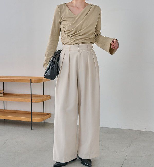  「ドレープアシメネックTシャツ」|Tシャツ・カットソー|