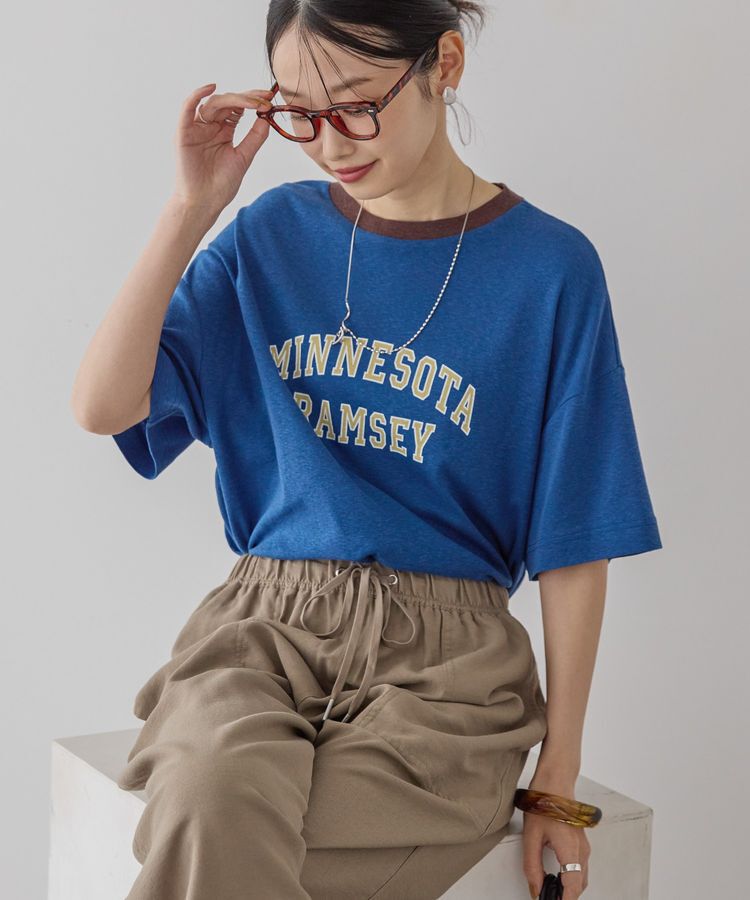 AMERICAN HOLIC「ロゴ入りヴィンテージ半袖プルオーバー」|Tシャツ・カットソー|Blue