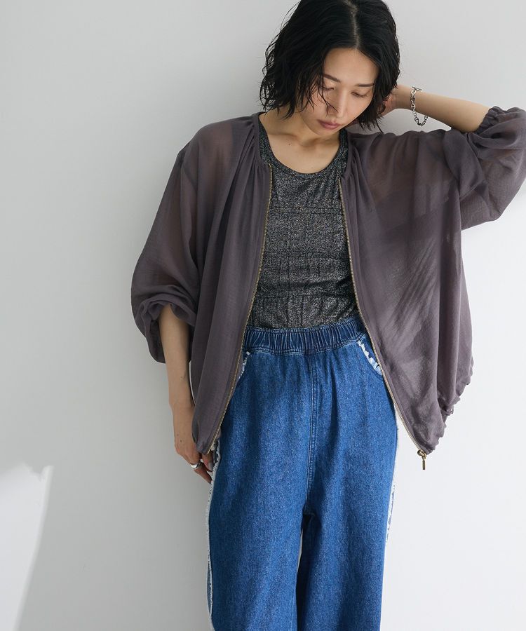 Green Parks「・Petit Fleur シャーリングラメタンクトップ」|キャミソール|