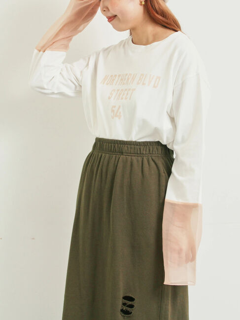 SM2「袖口シアー切替ロゴプリントカットソー」|Tシャツ・カットソー|