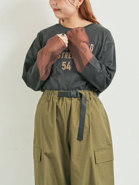 SM2「袖口シアー切替ロゴプリントカットソー」|Tシャツ・カットソー|チャコールグレー