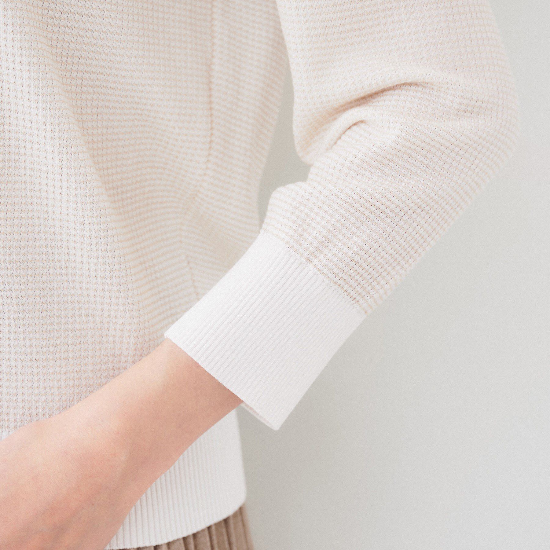 UNTITLED「【配色カラー/アンサンブル可能】きれいめ七分袖ニット」|ニット・セーター|