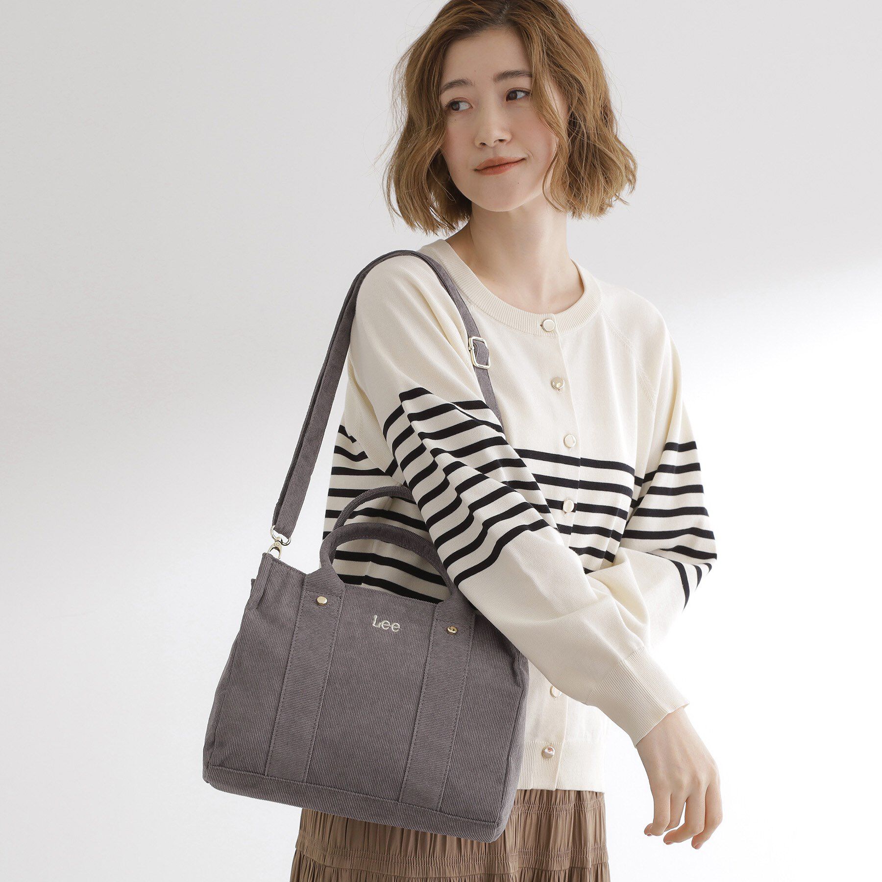 grove「【Lee別注】コーデュロイスクエアトート」|トートバッグ|チャコールグレー(0