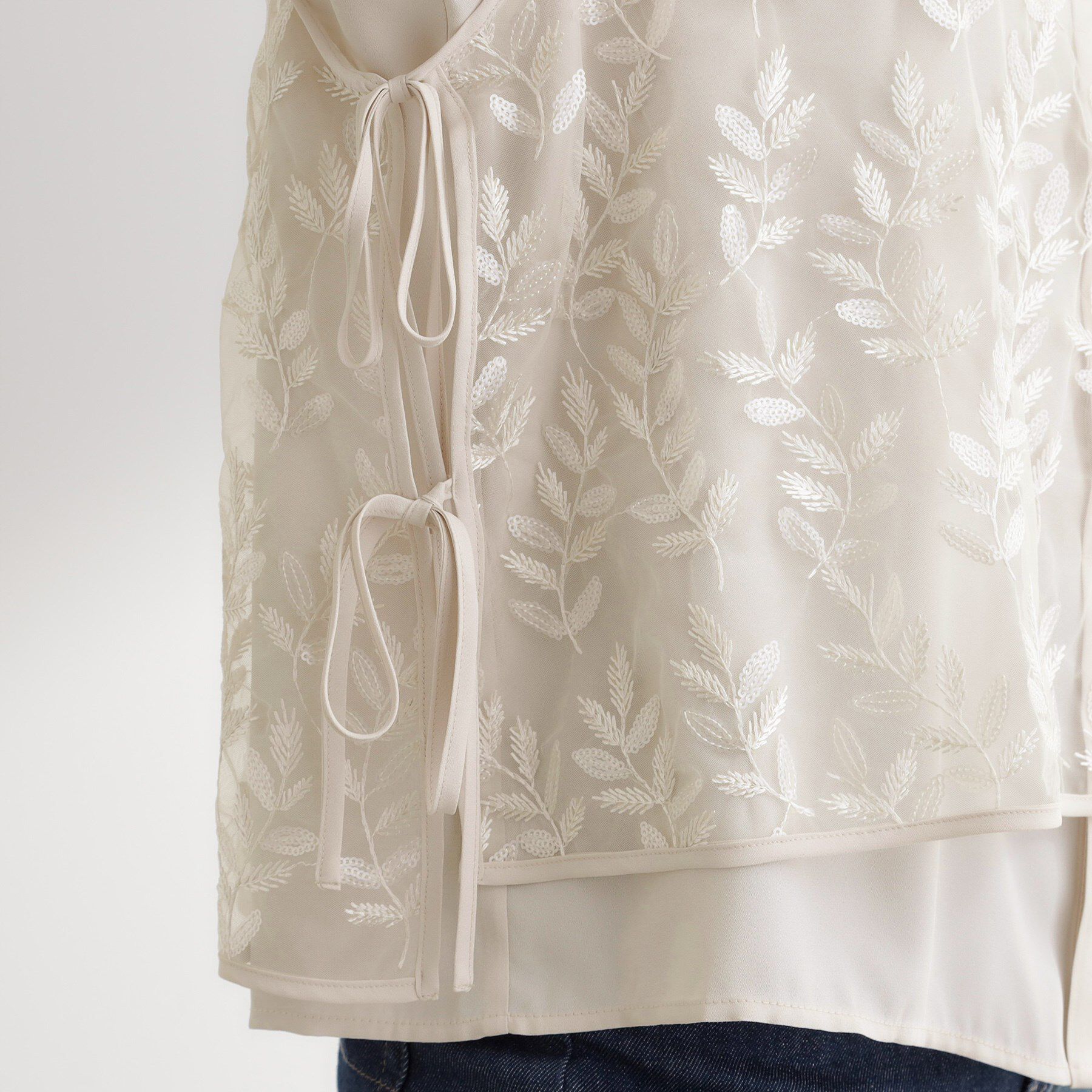 grove「リーフ刺繍スパンコールベスト＆ブラウスセット」|シャツ・ブラウス|