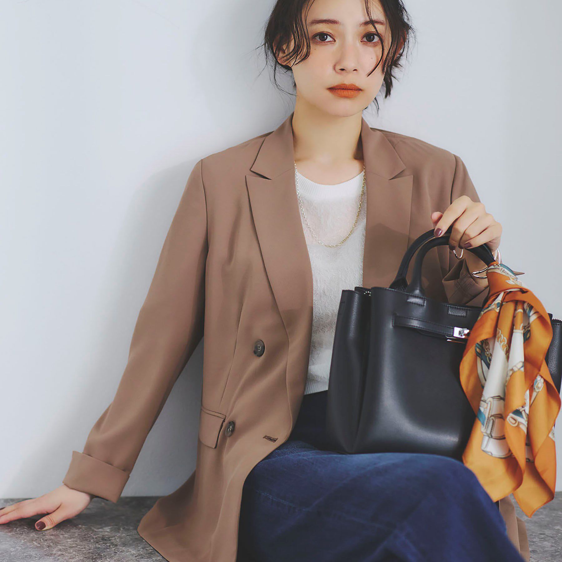 INDIVI「【軽く羽織れる！】ダブルジャケット」|テーラードジャケット|モカブラウン(042