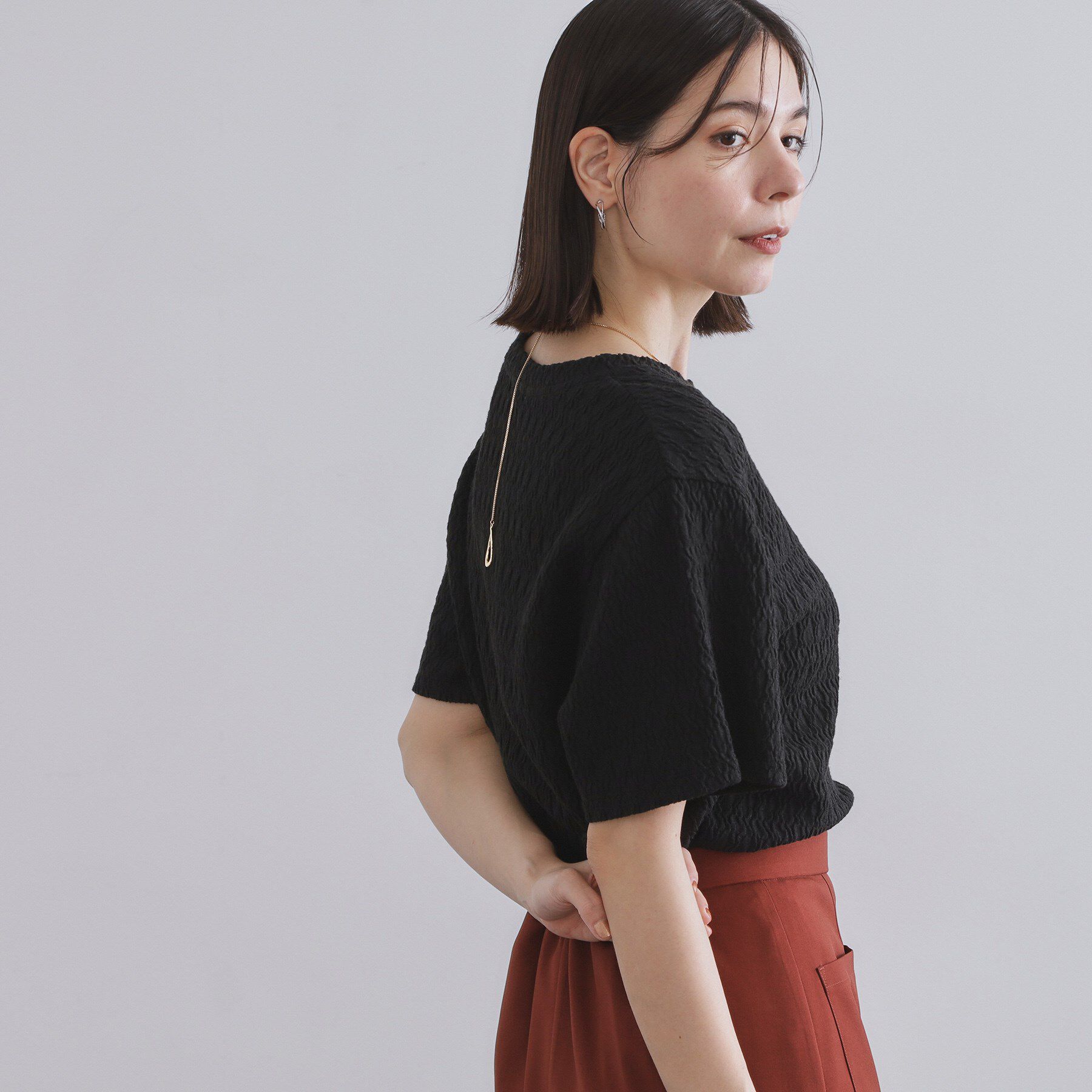 OPAQUE.CLIP「ふくれジャカードトップス【洗濯機洗い可】」|Tシャツ・カットソー|