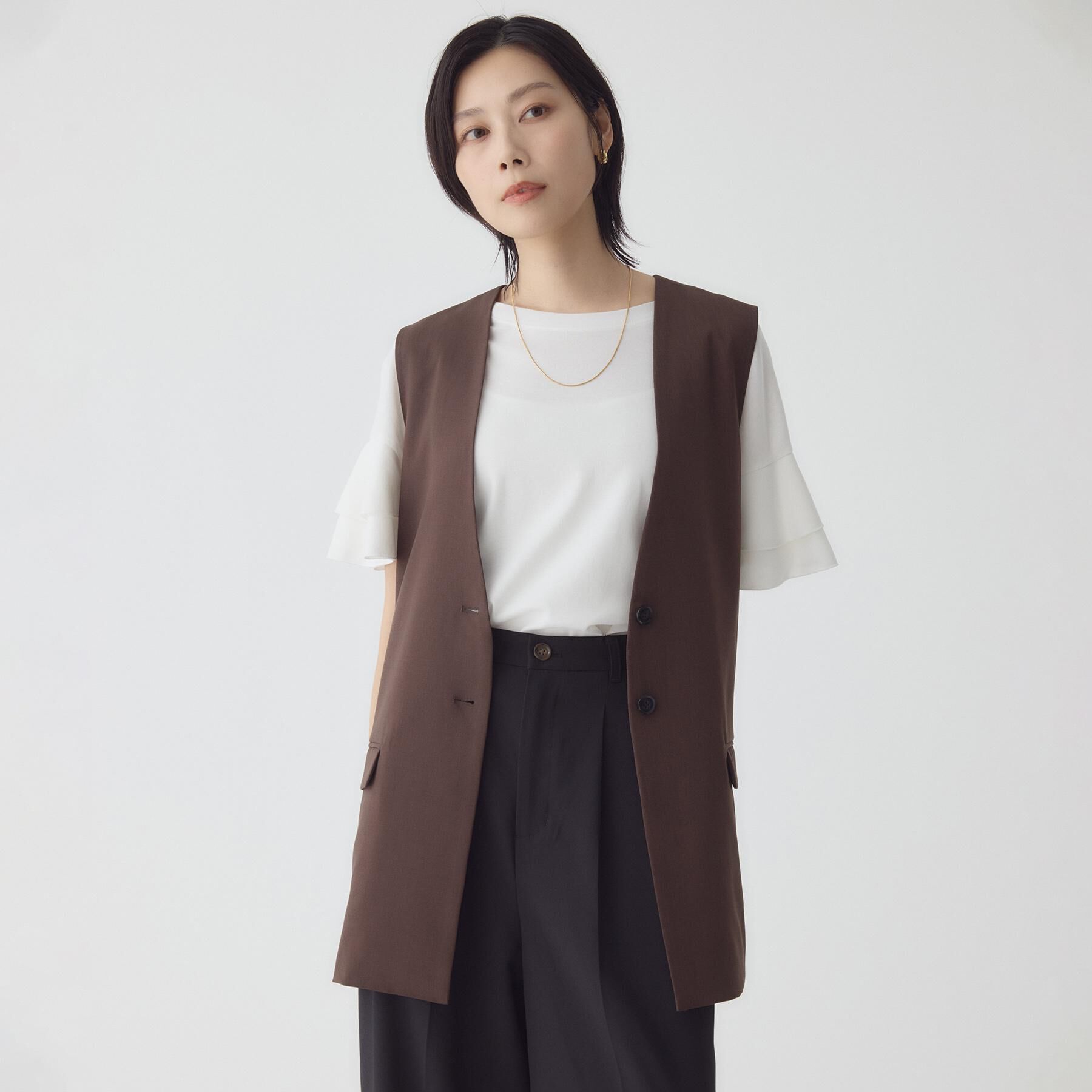 THE SHOP TK「ノーカラージレ【セットアップ可/洗濯機OK】」|ベスト・ジレ|