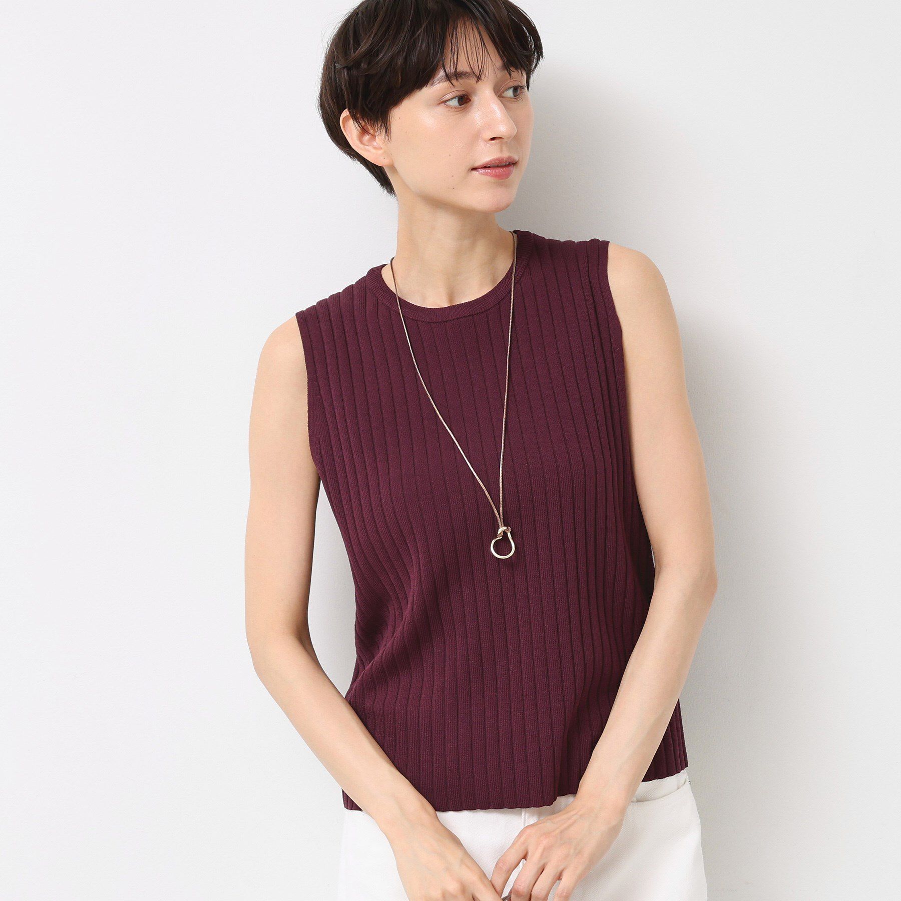 Dessin「【洗える】リブノースリーブニット」|ニット・セーター|