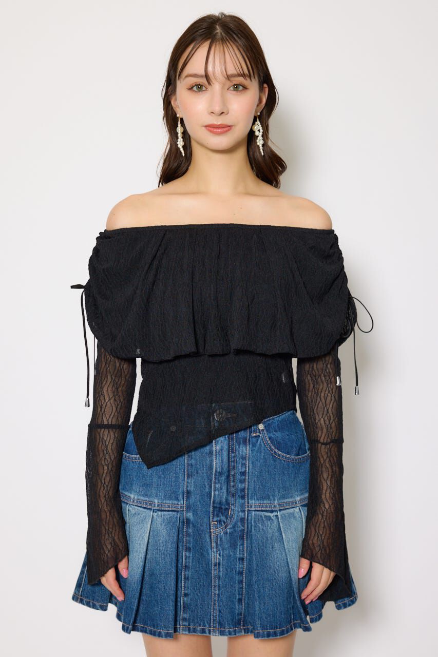 rienda「シアーレースオフショルトップス」|Tシャツ・カットソー|