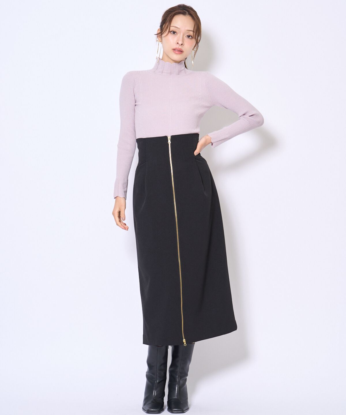 アンドクチュール「スカラハイネックニットプルオーバー」|ニット・セーター|