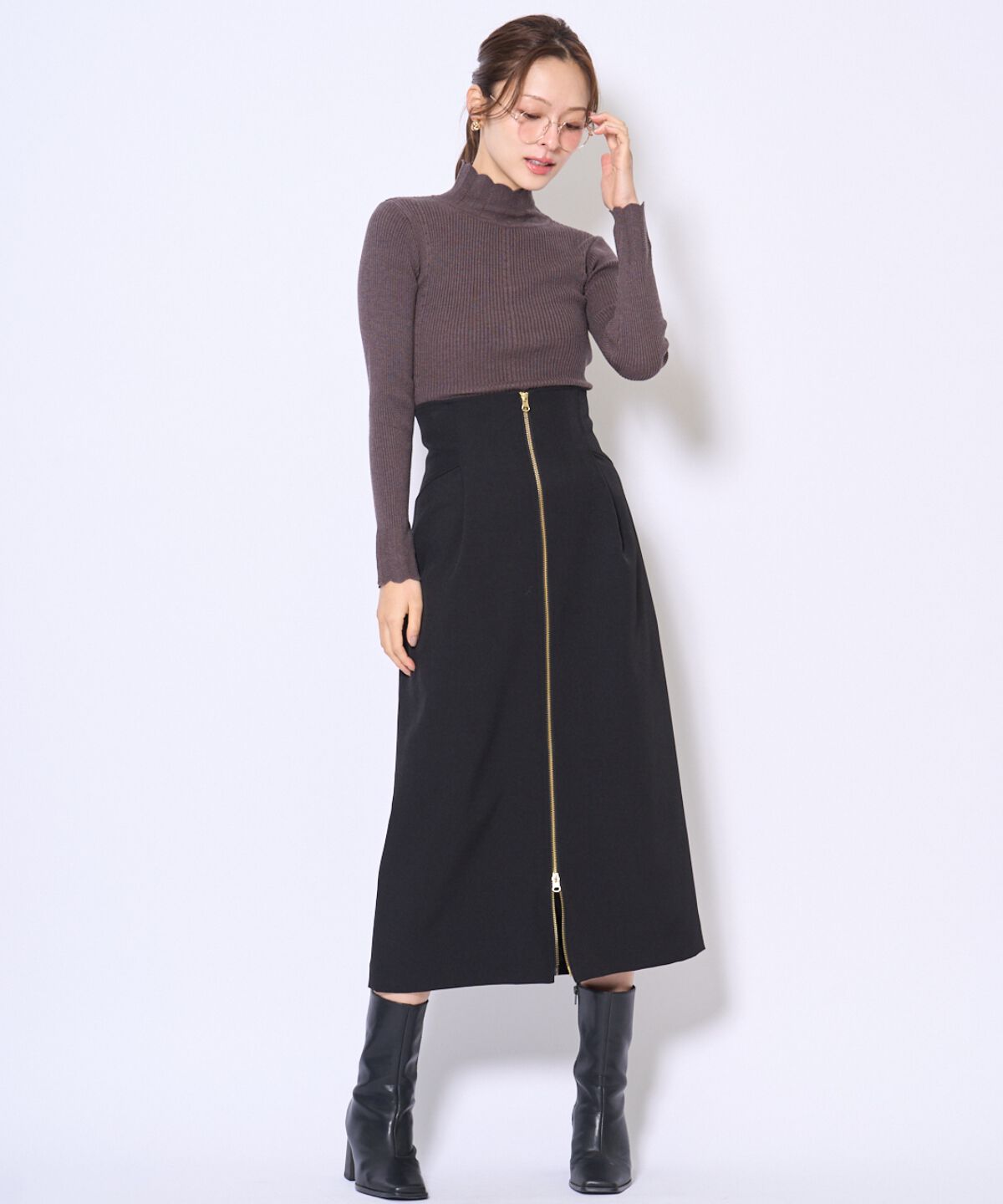 アンドクチュール「スカラハイネックニットプルオーバー」|ニット・セーター|