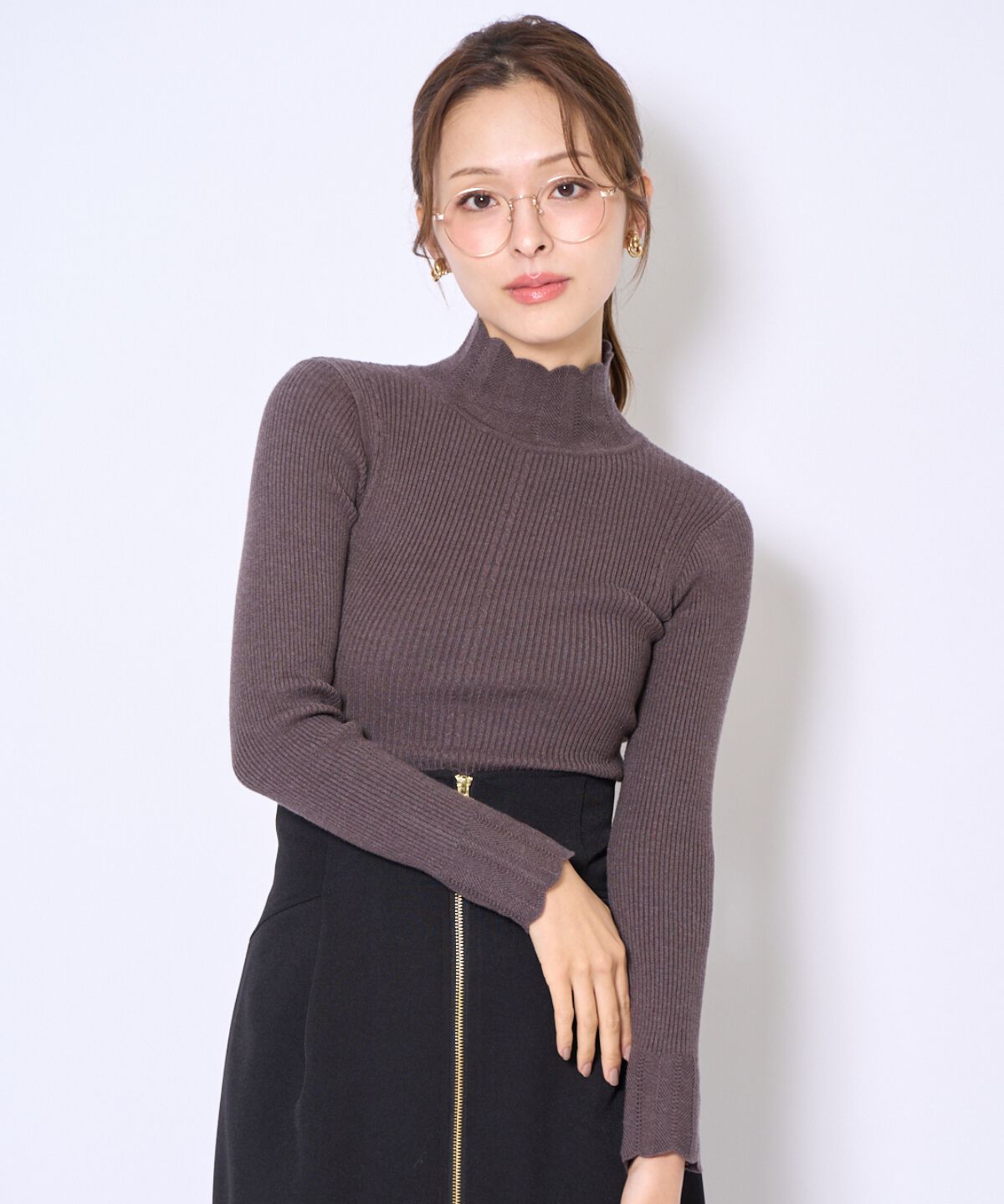 アンドクチュール「スカラハイネックニットプルオーバー」|ニット・セーター|