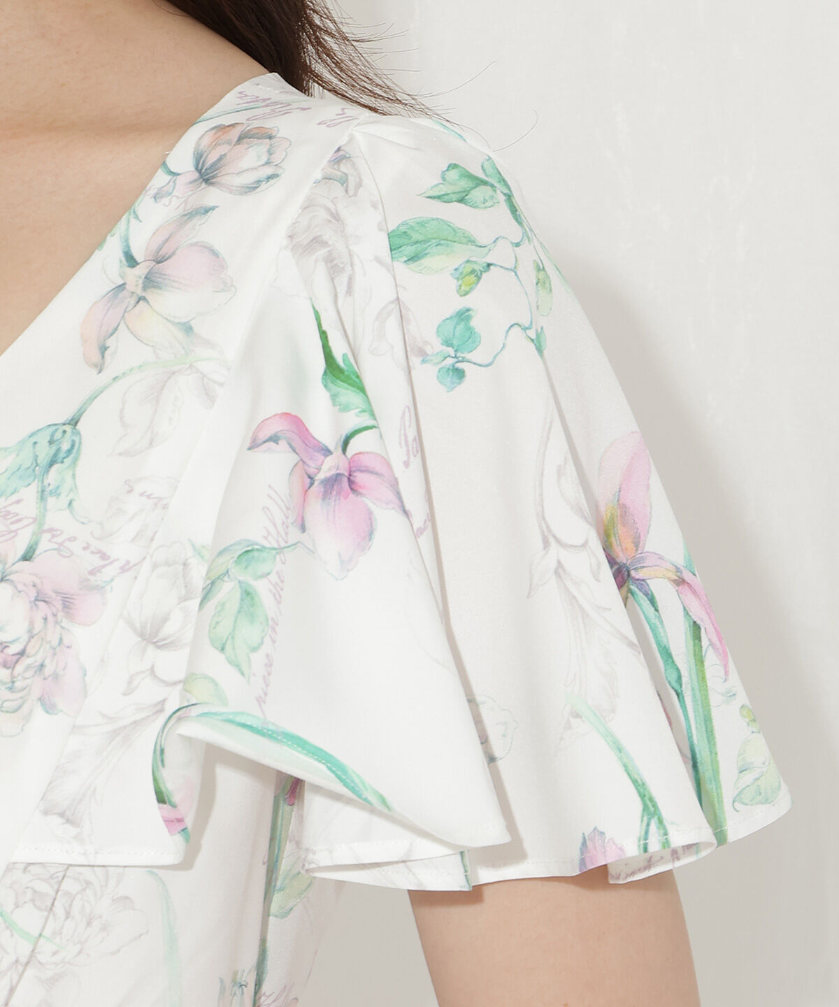 WILLSELECTION「ボタニカルフラワーフレアスリーブワンピース」|ワンピース|