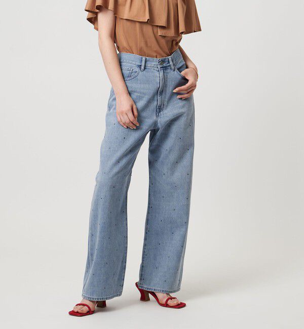 UNITED ARROWS「コットンビジューデニムパンツ」|デニム|LT.BLUE