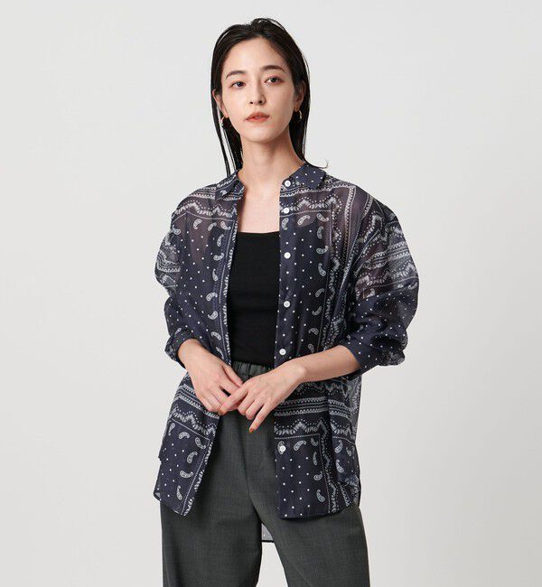 UNITED ARROWS「オーガンジー プリント シャツ ‐ウォッシャブル‐」|シャツ・ブラウス|