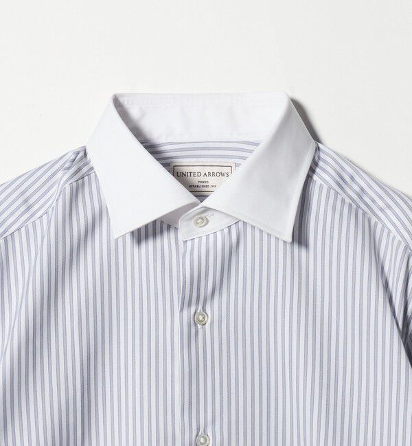 UNITED ARROWS「イージーケア AG キャンディーストライプ セミワイドカラー クレリックシャツ 抗菌防臭」|シャツ・ブラウス|