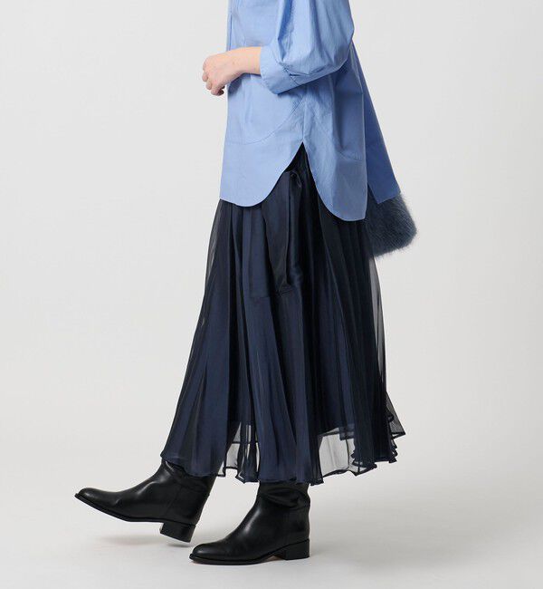 UNITED ARROWS「シャンブレー オーガンザ ポケット スカート」|スカート|NAVY