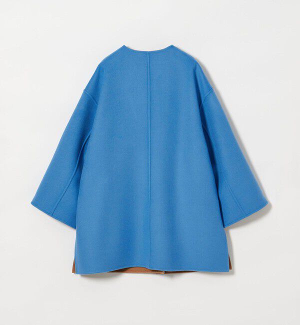 UNITED ARROWS「バイカラー リバー ミドルコート」|ノーカラーコート|