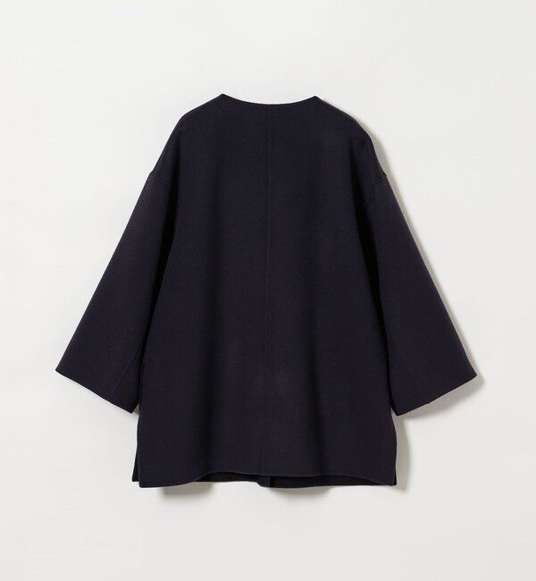 UNITED ARROWS「バイカラー リバー ミドルコート」|ノーカラーコート|