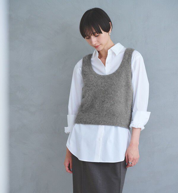 UNITED ARROWS「フォックス カシミヤ スパンコール 2WAY ニットベスト」|ベスト・ジレ|MD.GRAY