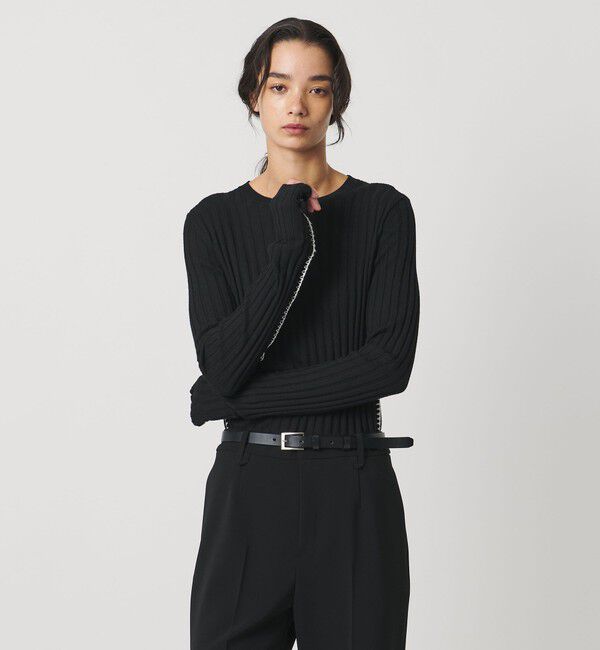 AEWEN MATOPH「＜AEWEN MATOPH＞リブハンドステッチプルオーバーニット」|ニット・セーター|BLACK