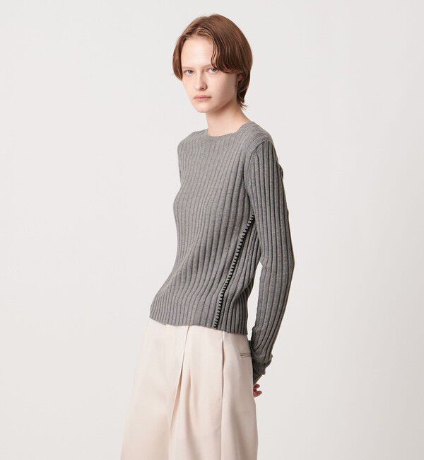 AEWEN MATOPH「＜AEWEN MATOPH＞リブハンドステッチプルオーバーニット」|ニット・セーター|MD.GRAY