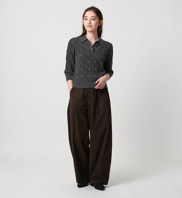 UNITED ARROWS「フェイクパール レース プルオーバー ニット ウォッシャブル」|ニット・セーター|