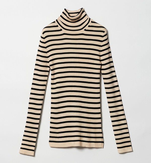 UNITED ARROWS「リブ ボーダー タートル ニット」|ニット・セーター|