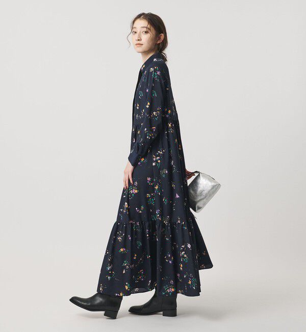 UNITED ARROWS「フラワー プリント ワンピース ‐ウォッシャブル‐」|ワンピース|NAVY