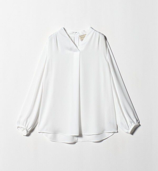 UNITED ARROWS「バック サテン Vネック ロングスリーブ ブラウス ‐ウォッシャブル‐」|シャツ・ブラウス|