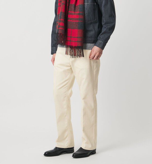 UNITED ARROWS「ハイマウント コーデュロイ ロデオストレートパンツ」|チノ|WHITE