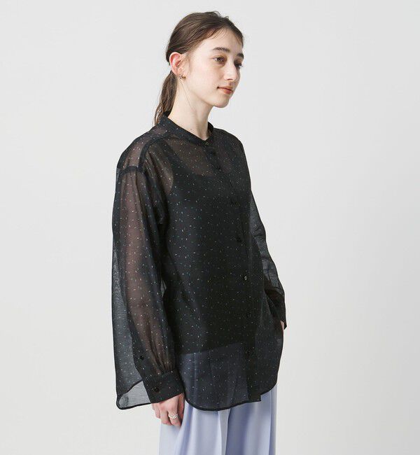 UNITED ARROWS「プリント バンドカラー シャツ」|シャツ・ブラウス|