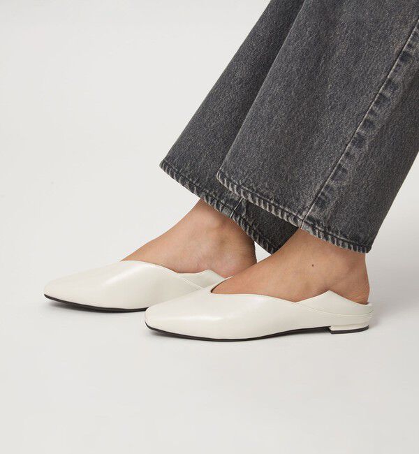 UNITED ARROWS green label relaxing「スクエア 2WAY フラットシューズ」|ローファー|WHITE