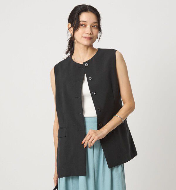 UNITED ARROWS green label relaxing「パウダリー ノーカラー ジレ」|ベスト・ジレ|