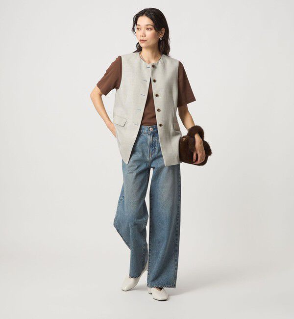 UNITED ARROWS green label relaxing「パウダリー ノーカラー ジレ」|ベスト・ジレ|