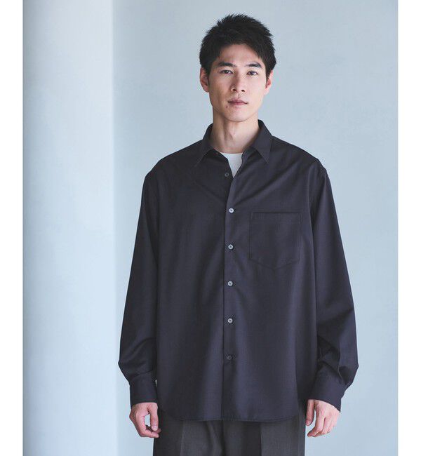 UNITED ARROWS green label relaxing「ウォッシャブル ジャストルーズ レギュラーカラーシャツ」|シャツ・ブラウス|DK.GRAY
