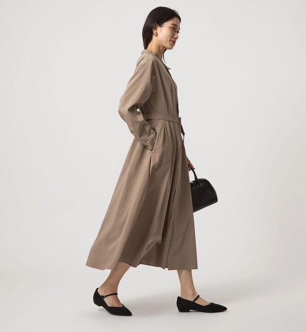 UNITED ARROWS green label relaxing「ウエスト ベルト ロングスリーブ ワンピース マシンウォッシャブル」|ワンピース|