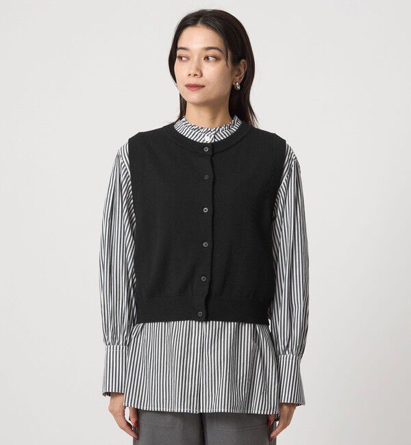 UNITED ARROWS green label relaxing「ニットベスト&times;フリルネック ブラウス」|シャツ・ブラウス|