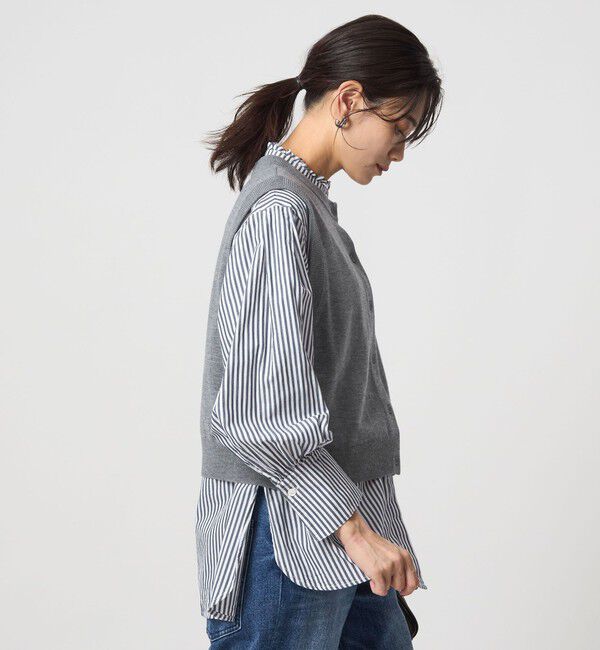 UNITED ARROWS green label relaxing「ニットベスト&times;フリルネック ブラウス」|シャツ・ブラウス|