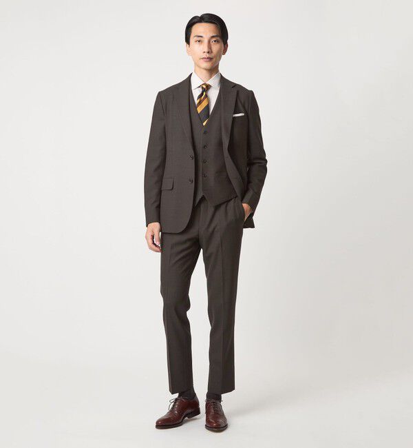 UNITED ARROWS green label relaxing「A+ TWPU バーズアイ スリム アジャスター スラックス -ウォッシャブル・ストレッチ-」|スラックス|