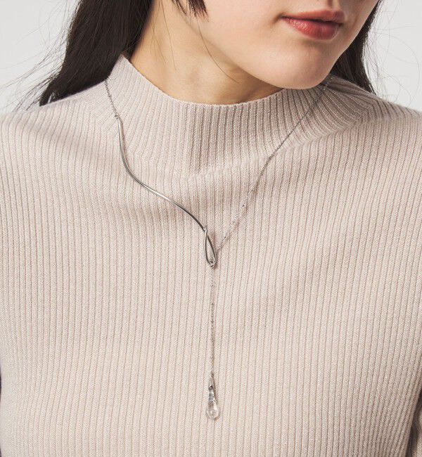UNITED ARROWS green label relaxing「ウェーブバー＆ドロップクリア ネックレス」|ネックレス|SILVER