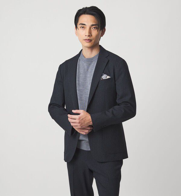 UNITED ARROWS green label relaxing「A+ ポリエステルツイード 2B スタンダード 2P ジャケット -ウォッシャブル・ストレッチ-」|テーラードジャケット|NAVY